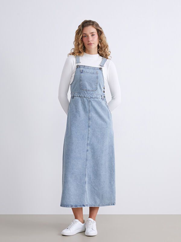 Moudda LC Waikiki - Robe tissée manches courtes denim Femme Rodéo mid indigo - Tunisie 2