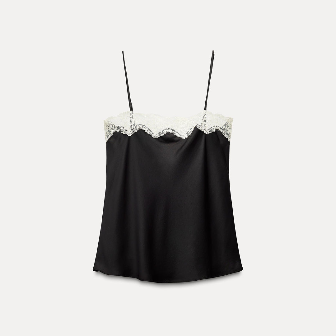Moudda ZARA - Top bretelle satin col droit avec dentelle - Tunisie 1