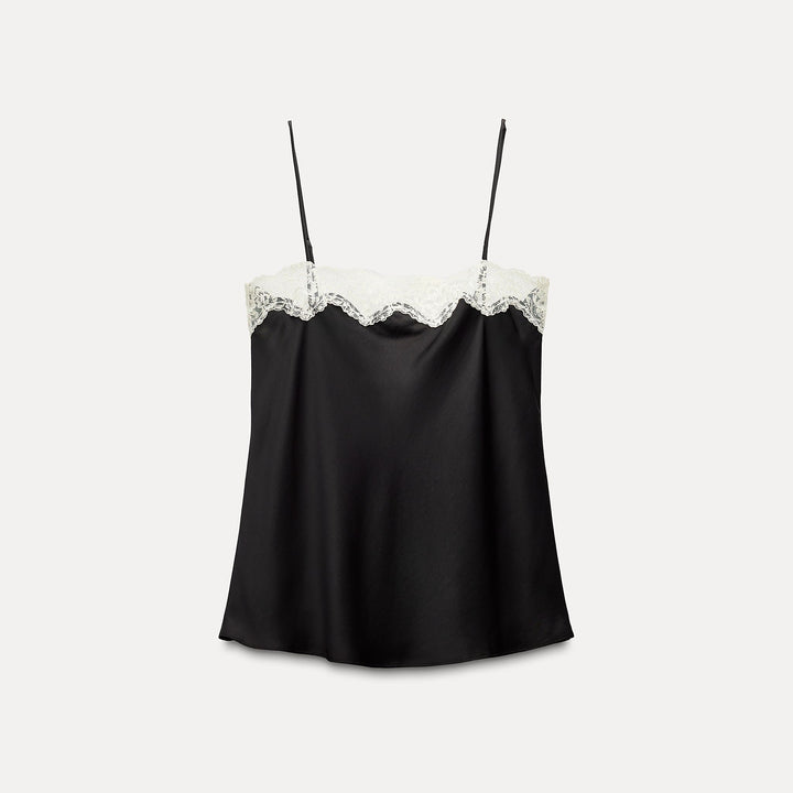 Moudda ZARA - Top bretelle satin col droit avec dentelle - Tunisie 1