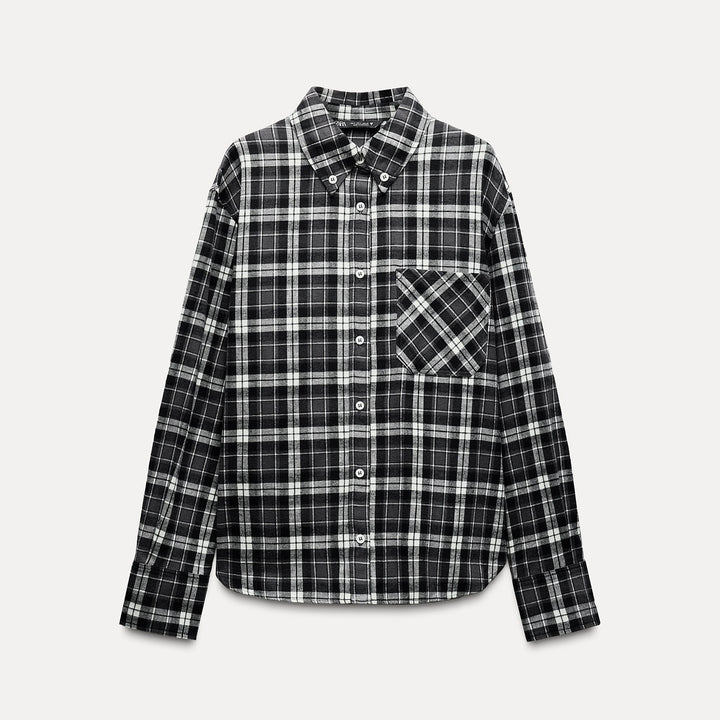 Moudda ZARA - Chemise carreaux manches longues, détail poche - Tunisie 1