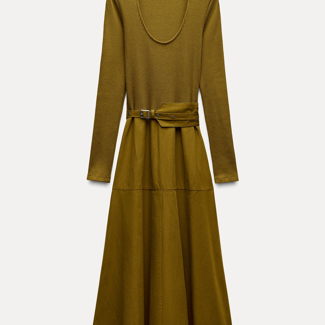 Moudda ZARA - Robe mi-longue combinée fluide ceinture boucle manches longues - Tunisie 2