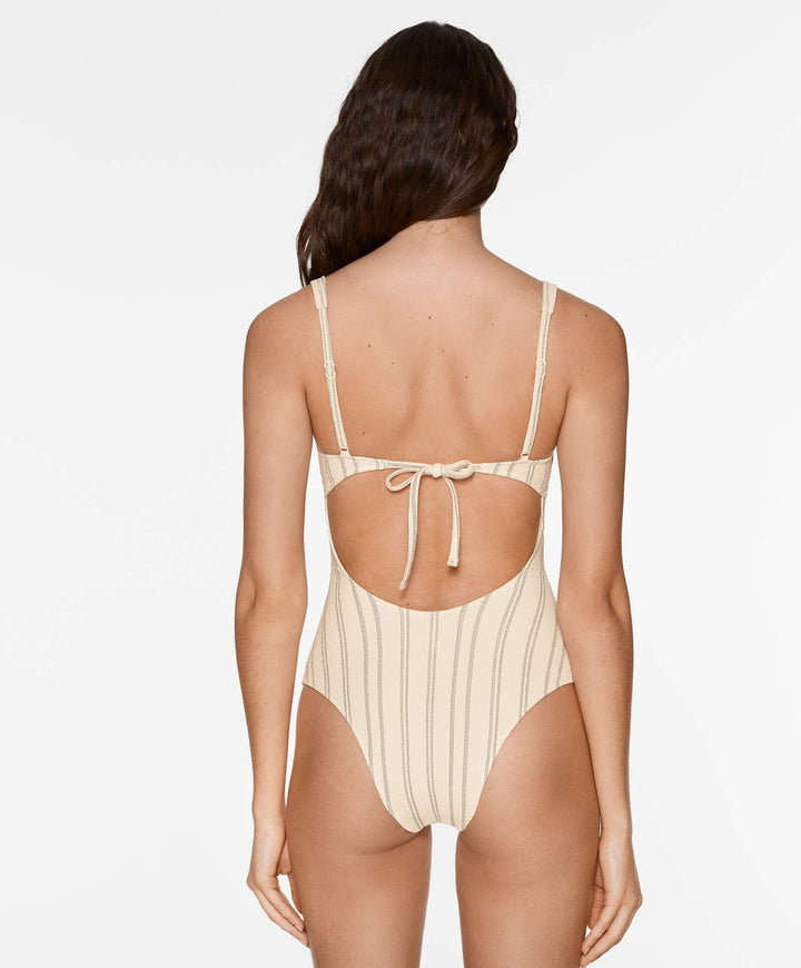 Moudda Oysho - Maillot de Bain Triangle Mousse Extra Rayé Rustique - Tunisie 7