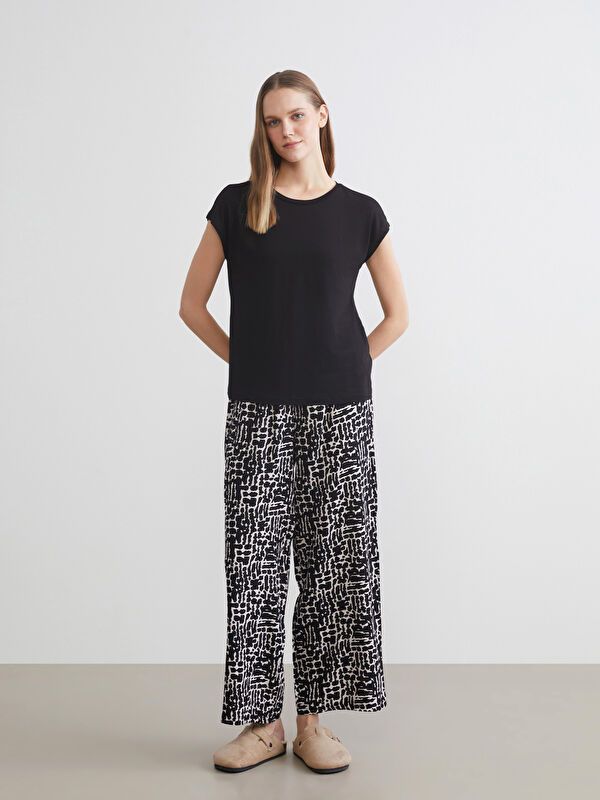 Moudda LC Waikiki - Pyjama tissé manches courtes Femme Beige clair - Tunisie 1