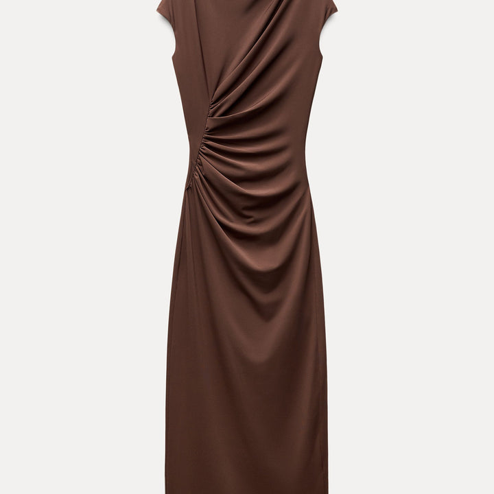Moudda ZARA - Robe mi-longue maille manches tombantes pli latéral - Tunisie 2