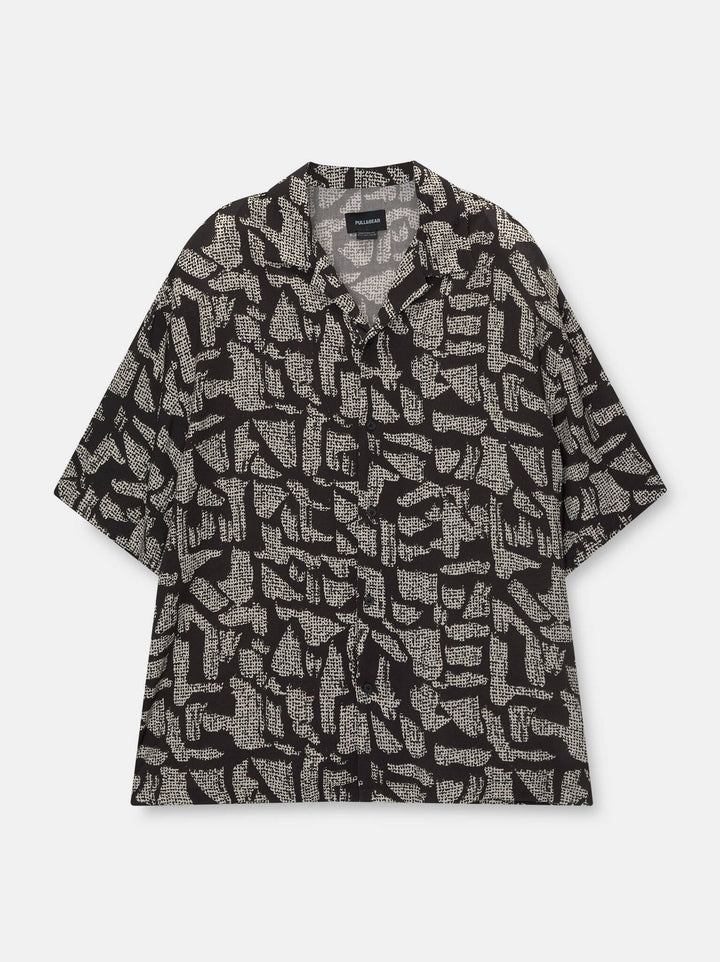 Moudda PULL & BEAR - Chemise Demi-Manches B&W Imprimé Fancy Stripe Noir - Tunisie 2