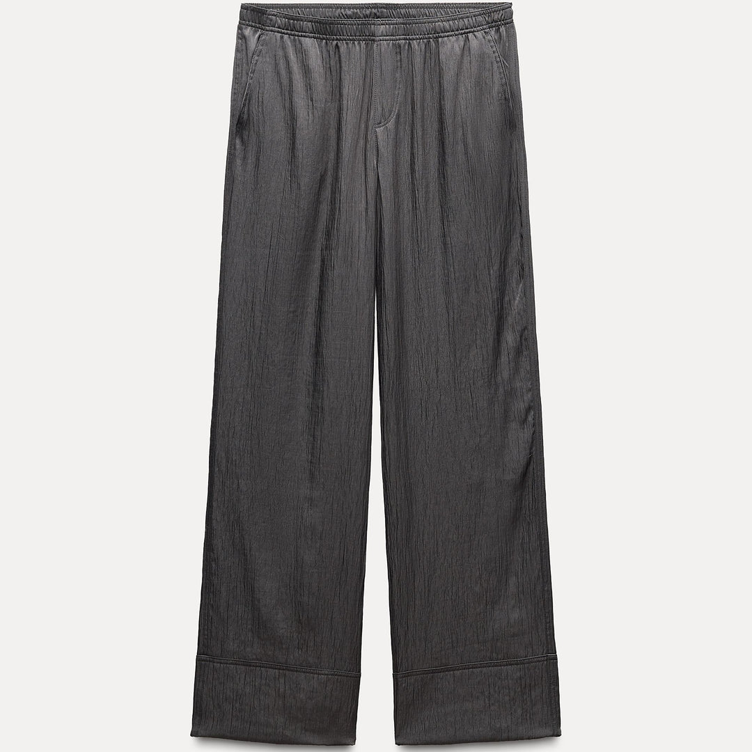 Moudda ZARA - Pantalon pyjama satiné structuré coupe basse coordonné - Tunisie 2