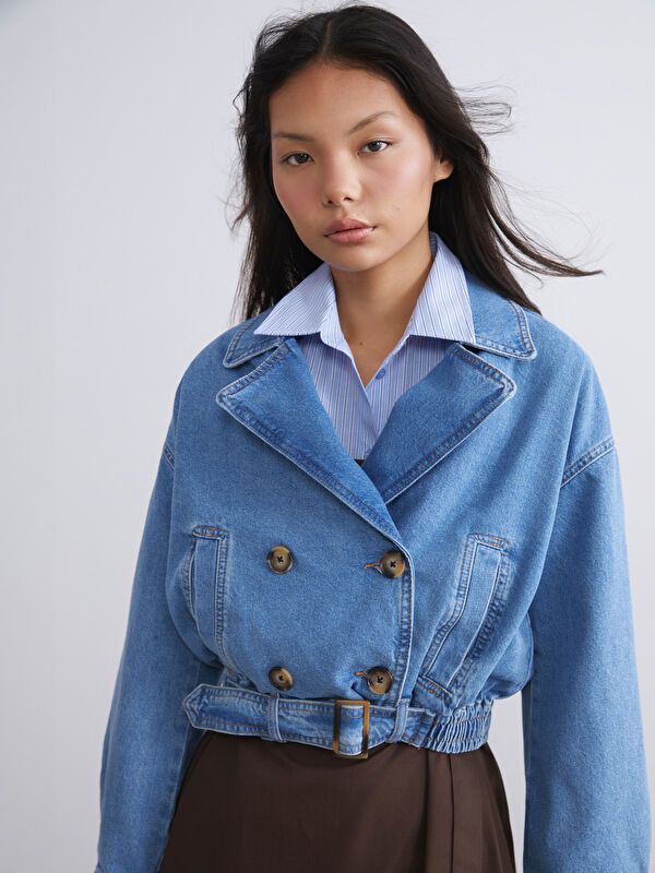 Moudda LC Waikiki - Veste tissée en denim Femme Rodéo mid indigo - Tunisie 1