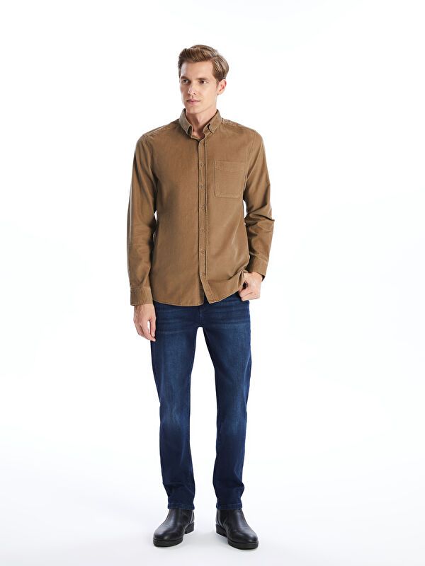Moudda LC Waikiki - Chemise tissée manches longues Homme Chameau - Tunisie 2
