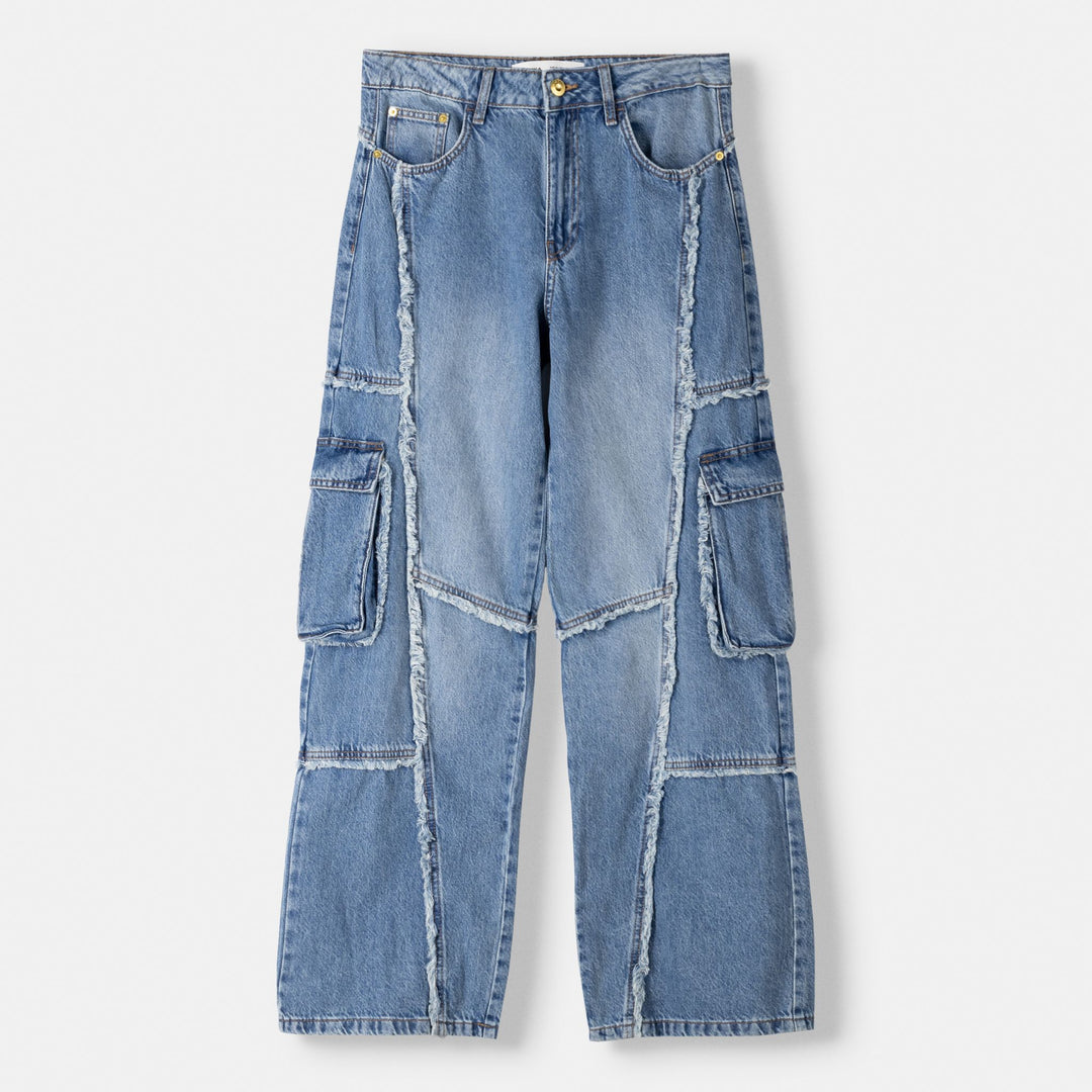 Moudda BERSHKA - Jean ample cargo franges - Tunisie 1