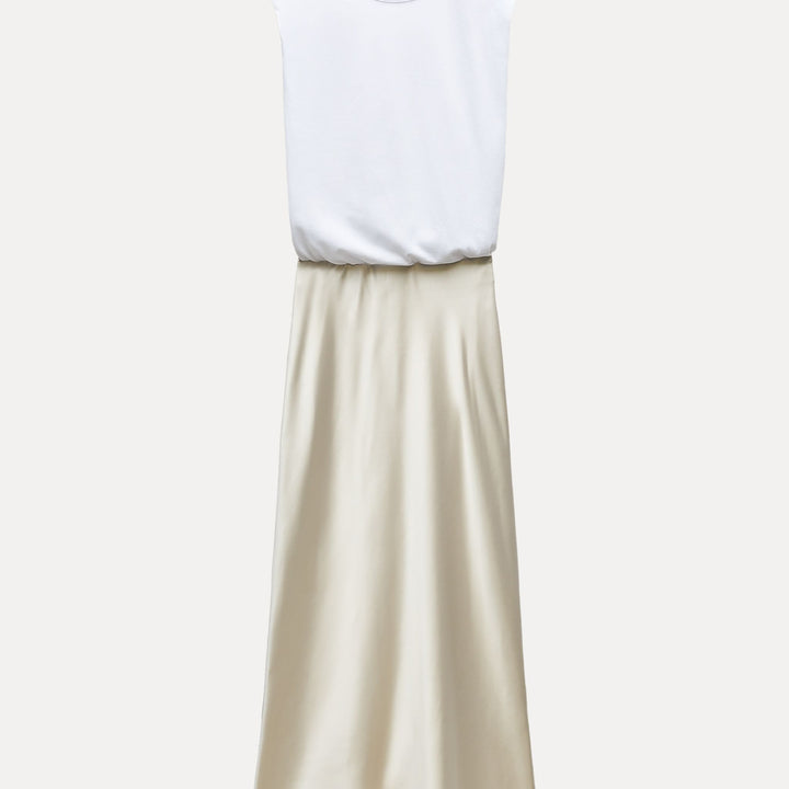 Moudda ZARA - Robe mi-longue tissu combiné haut avec jupe en satin - Tunisie 2