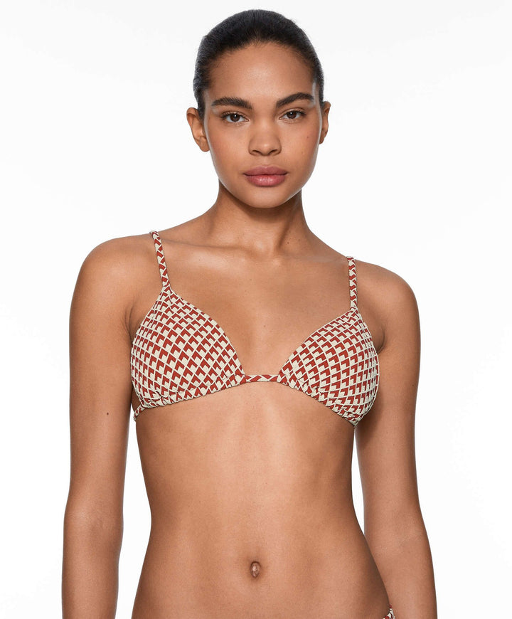 Moudda Oysho - Culotte Triangle Extra Sans Armatures Jacquard Géométrique Orange - Tunisie 6