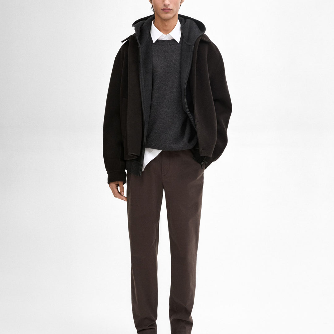 Moudda Massimo Dutti - Pantalon sergé brossé détail taille coupe fuselée - Tunisie 8