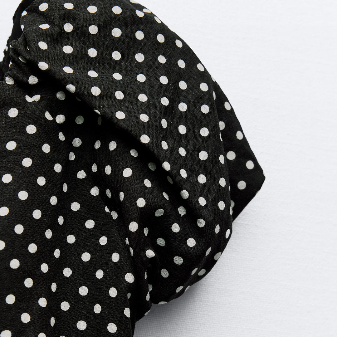 Moudda ZARA - Robe mi-longue lin/viscose col en V imprimée pois - Tunisie 3