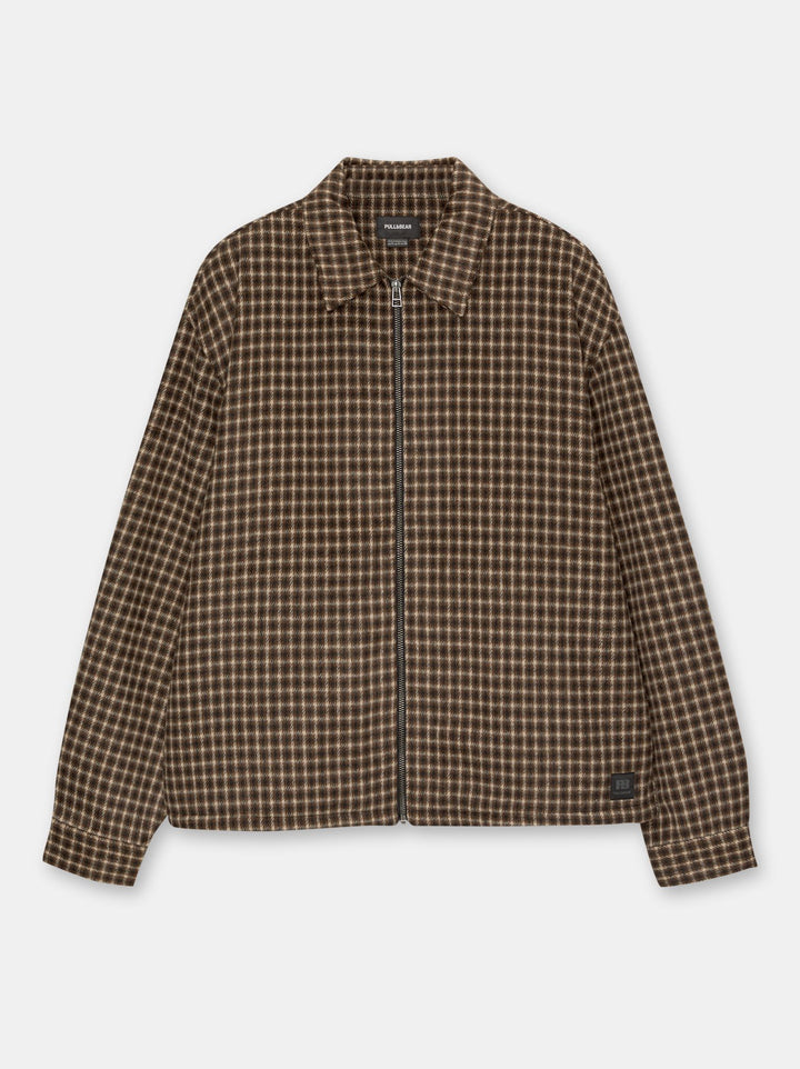 Moudda PULL & BEAR - Surchemise Manches Longues Mini Check à Fermeture - Tunisie 1