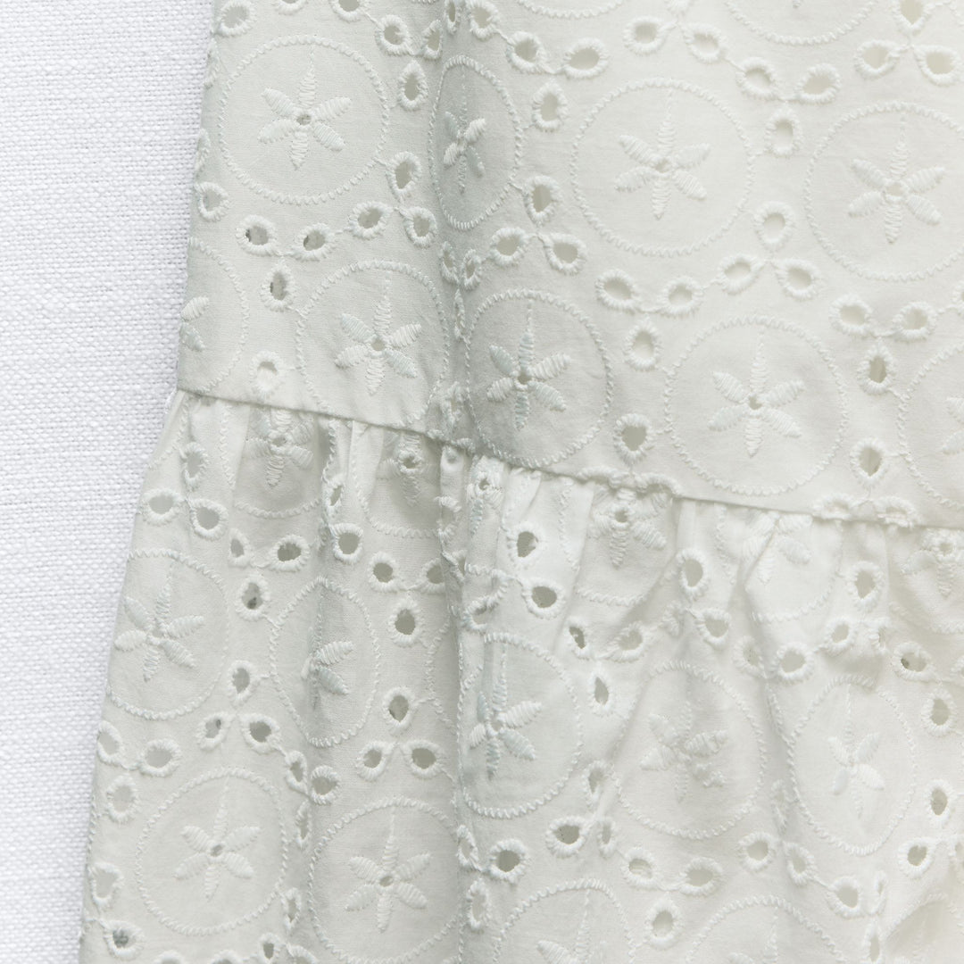 Moudda ZARA - Robe mi-longue broderie suisse encolure froncée - Tunisie 3