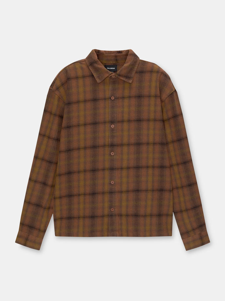 Moudda PULL & BEAR - Chemise Manches Longues Lavage Acide Earth Tones - Tunisie 1