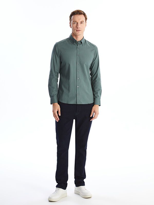 Moudda LC Waikiki - Chemise tissée manches longues Homme Vert foncé - Tunisie 2