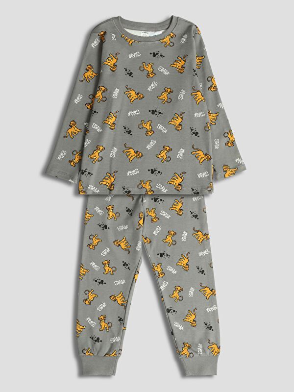 Moudda LC Waikiki - Pyjama manches longues en jersey couleur Gris foncé imprimé pour garçons - Tunisie 1