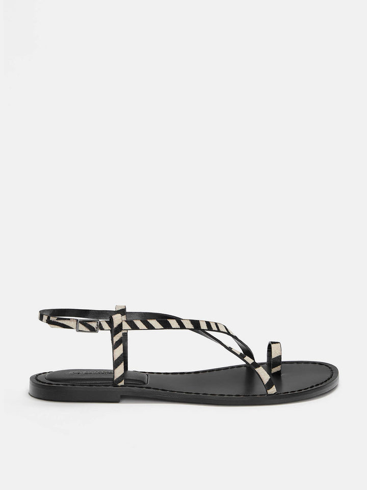 Moudda PULL & BEAR - Sandales Plates Cuir Toe Imprimé Animal Taille 35-36 - Tunisie 6