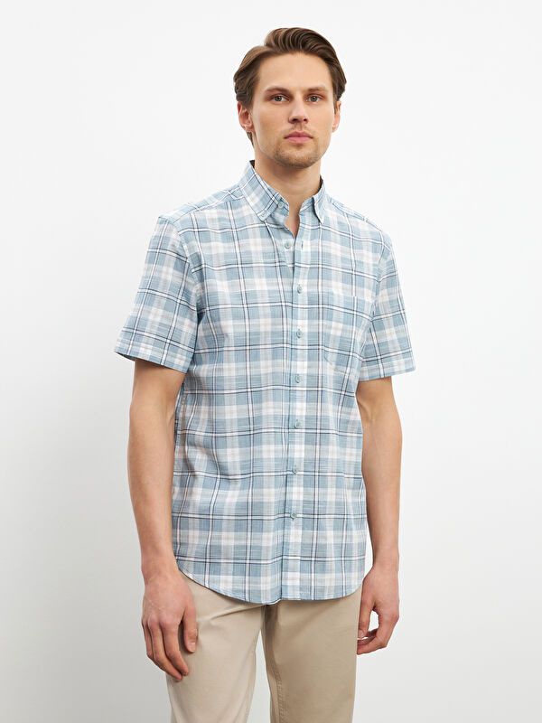 Moudda LC Waikiki - Chemise à carreaux manches courtes en tissu tissé pour Homme - Tunisie 1