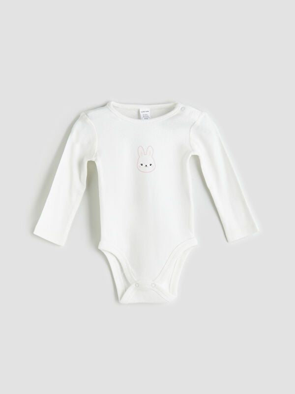 Moudda LC Waikiki - Body jersey imprimé manches longues sport Fille Ecru - Tunisie 4