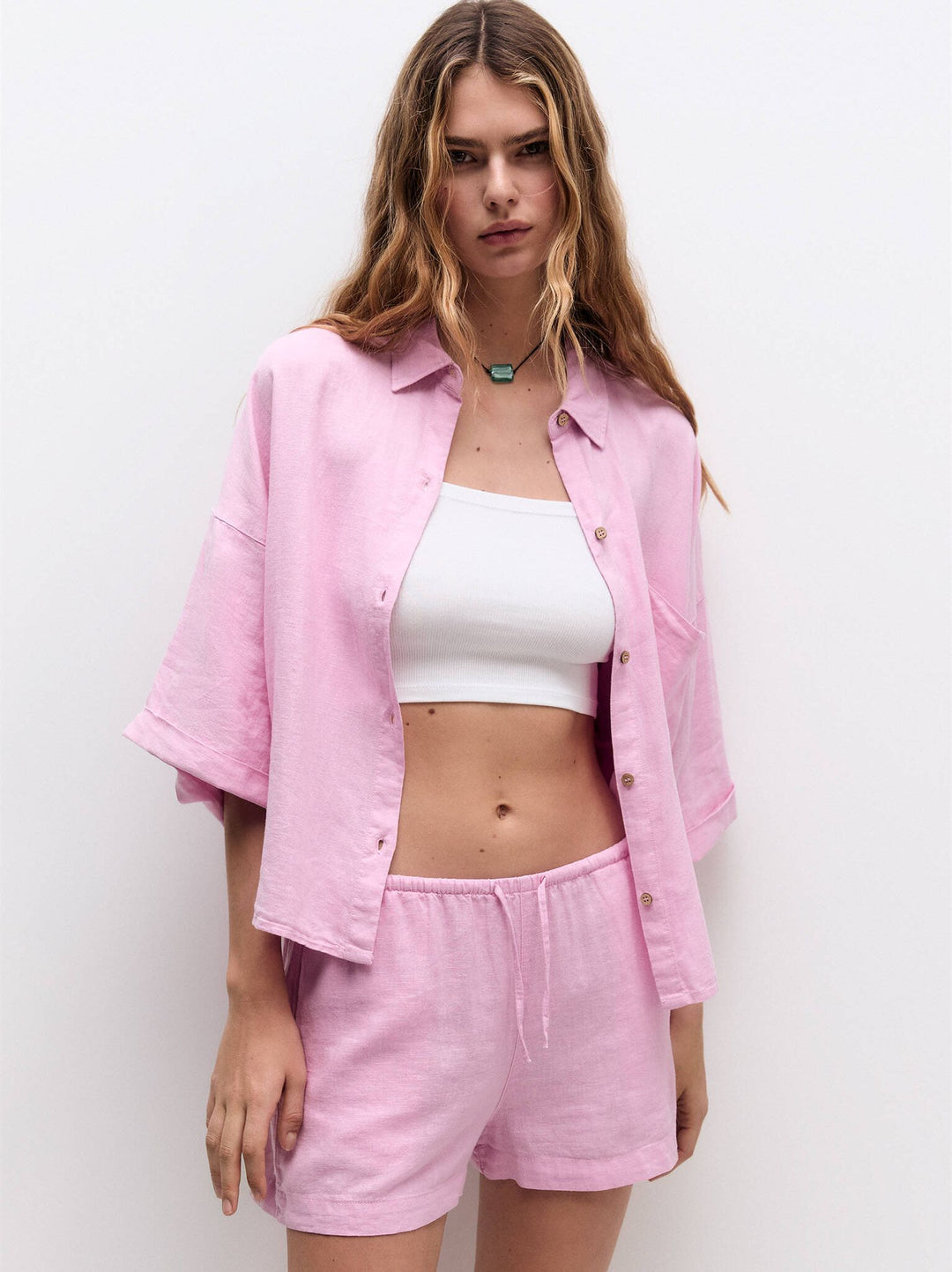 Moudda PULL & BEAR - Chemise Pacific Rustique Teinture Garment Rose - Tunisie 6