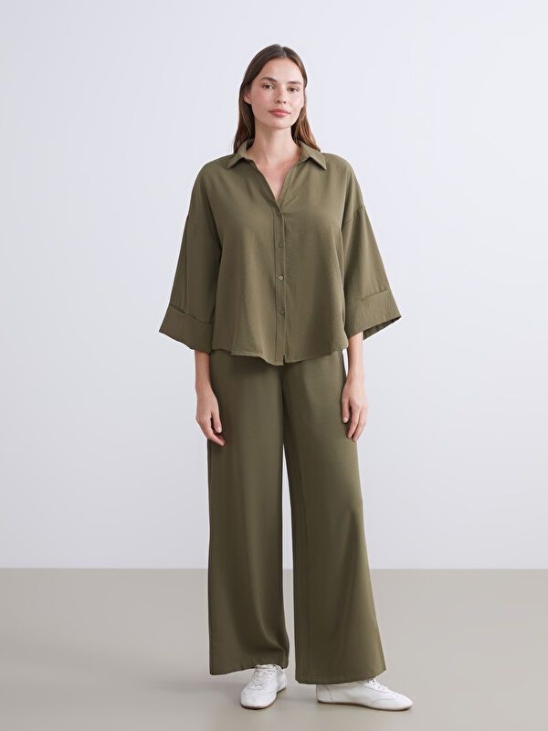 Moudda LC Waikiki - Pantalon tissé fin Femme Kaki - Tunisie 1