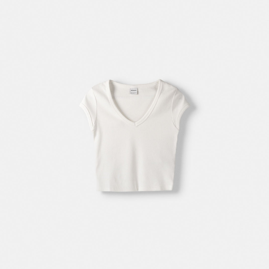 Moudda BERSHKA - T-shirt manches courtes col en V - Tunisie 1