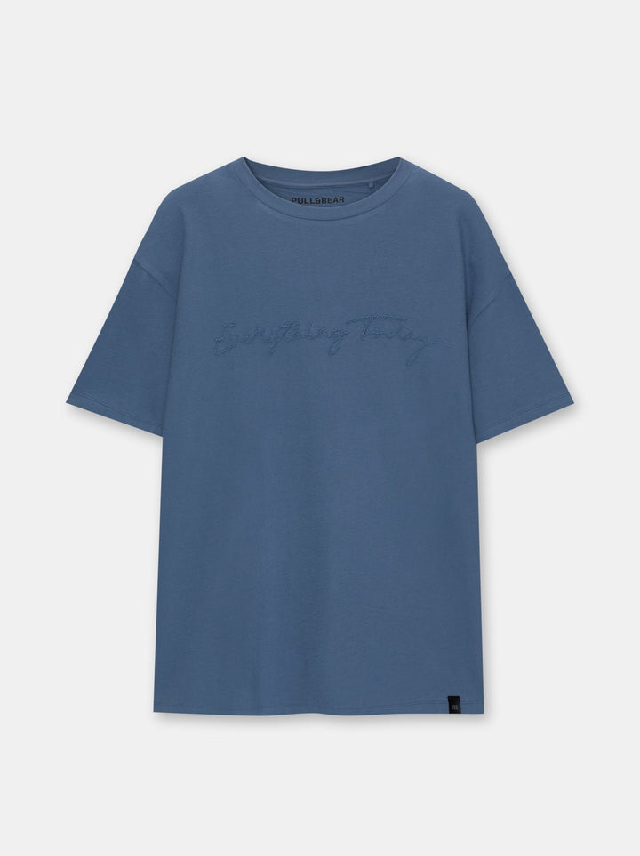Moudda PULL & BEAR - T-Shirt Demi-Manches Corde Brodée Frase Poitrine - Tunisie 1