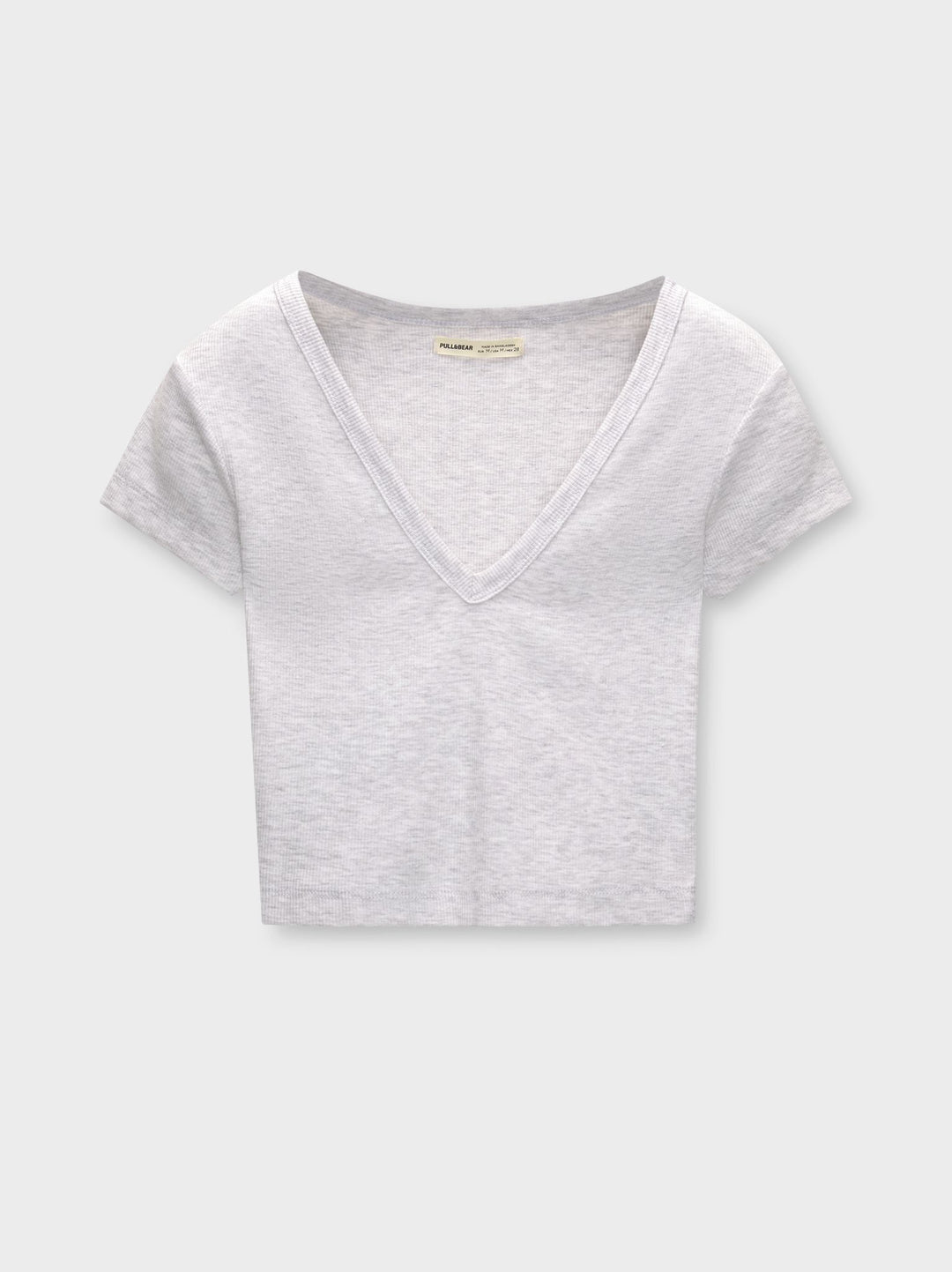 Moudda PULL & BEAR - T-Shirt Basique Crop Côtelé Col V - Tunisie 1