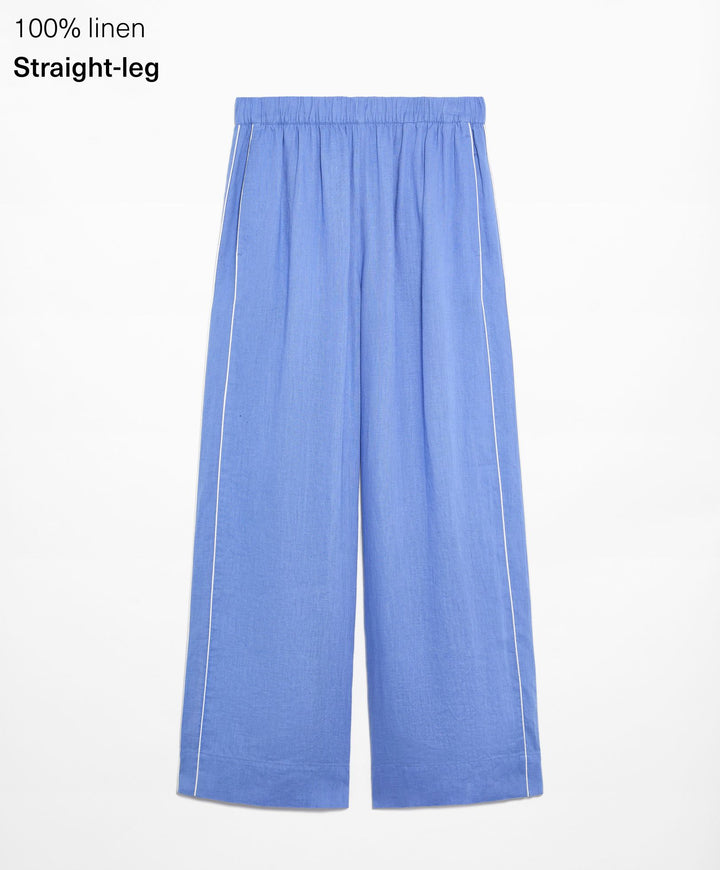 Moudda Oysho - Pantalon 100% Lin avec Passepoil Taille Moyenne - Tunisie 1