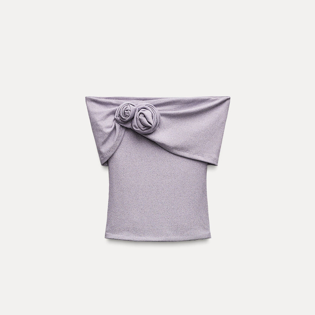 Moudda ZARA - Top maille lurex col bateau fleur - Tunisie 2
