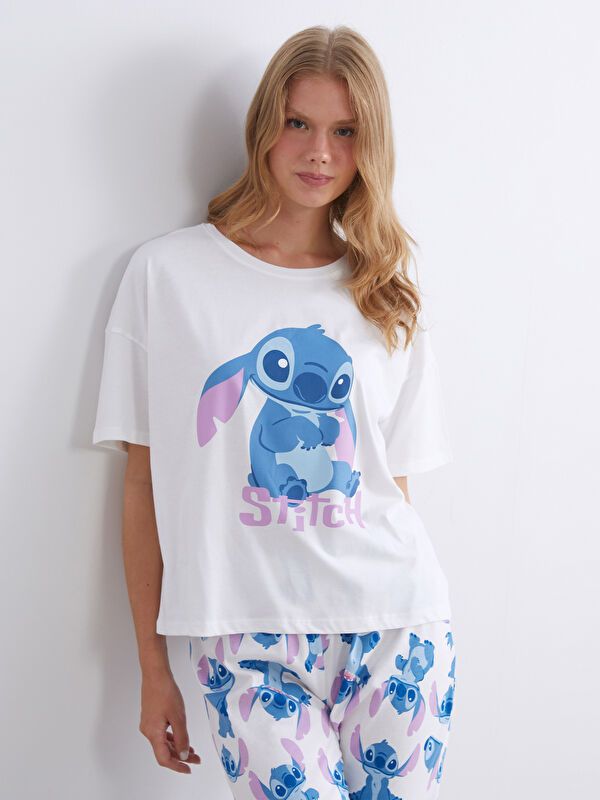 Moudda LC Waikiki - Pyjama manches courtes Femme Imprimé écru - Tunisie 2