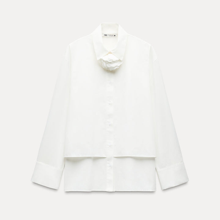 Moudda ZARA - Chemise popeline manches longues détail fleur - Tunisie 1