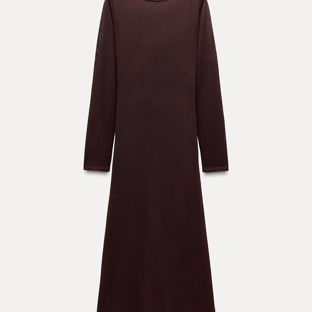 Moudda ZARA - Robe manches longues col bateau, maille fine, ceinturée - Tunisie 1