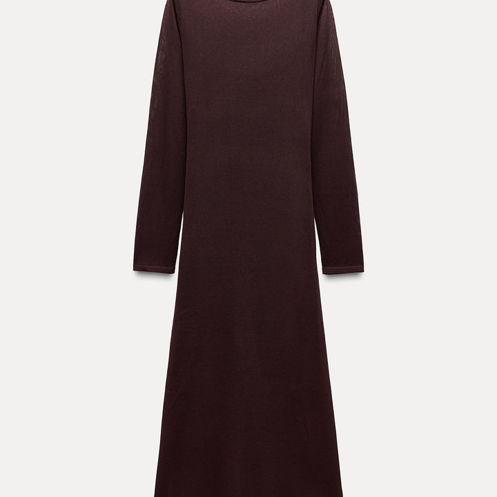 Moudda ZARA - Robe manches longues col bateau, maille fine, ceinturée - Tunisie 1