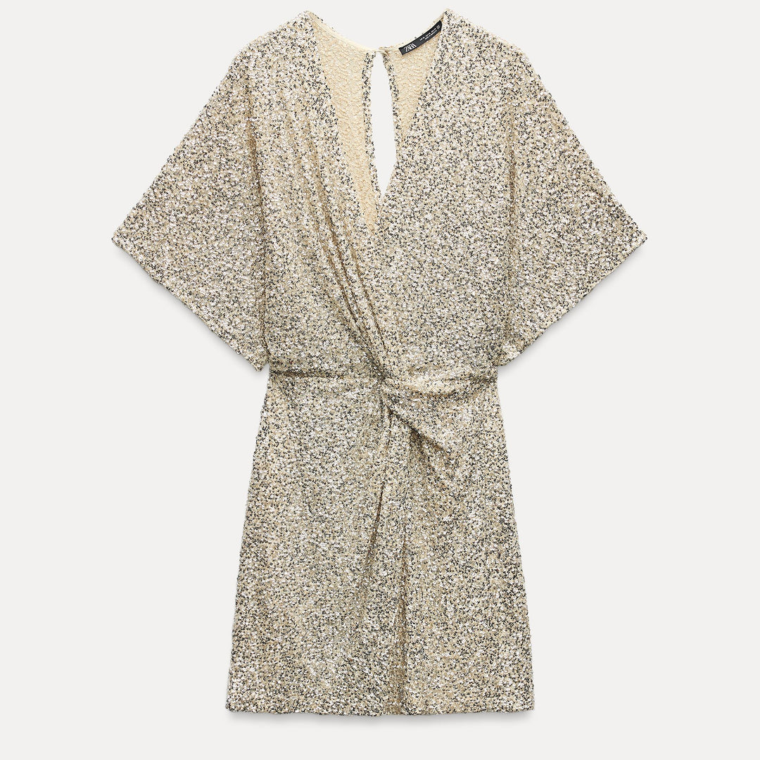 Moudda ZARA - Robe courte pailletée décolleté croisé nœud à la taille - Tunisie 1