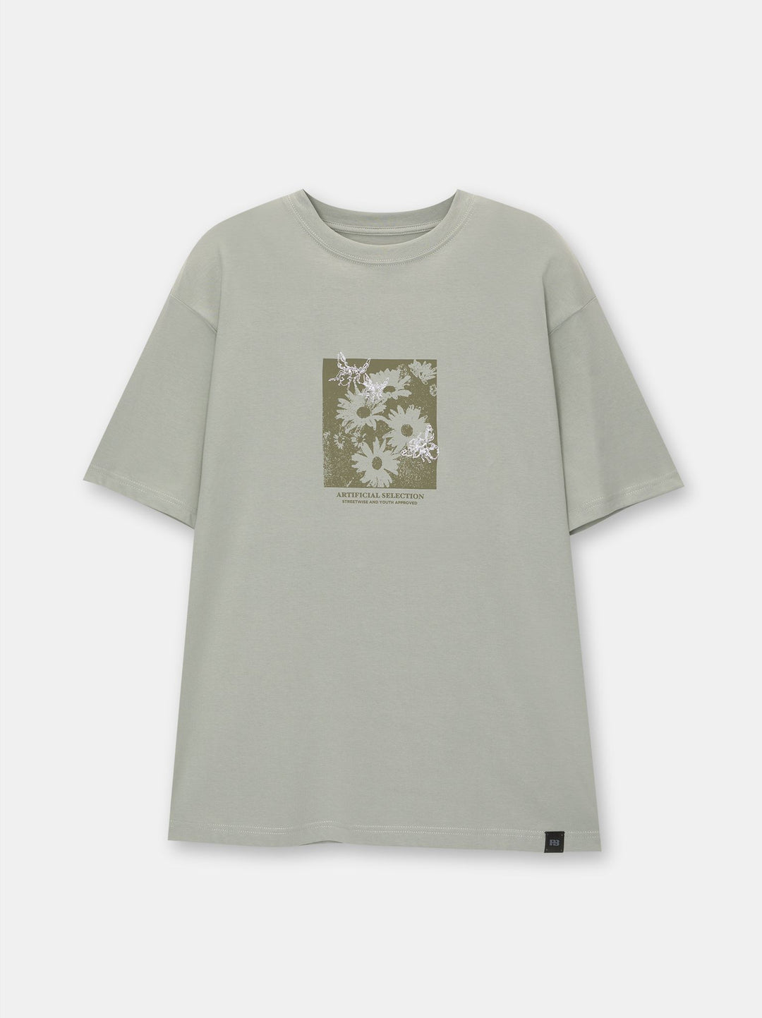 Moudda PULL & BEAR - T-Shirt Brodé Fleurs et Insectes Green Bank - Tunisie 3