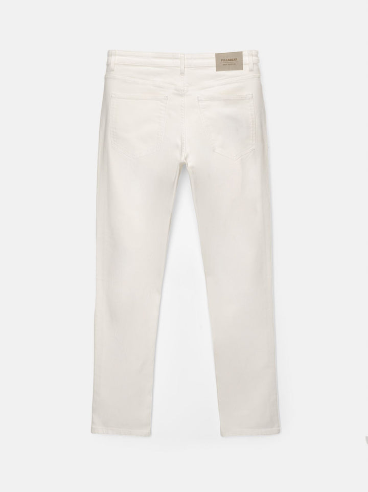 Moudda PULL & BEAR - Pantalon Denim Slim Confort Écru - Tunisie 1