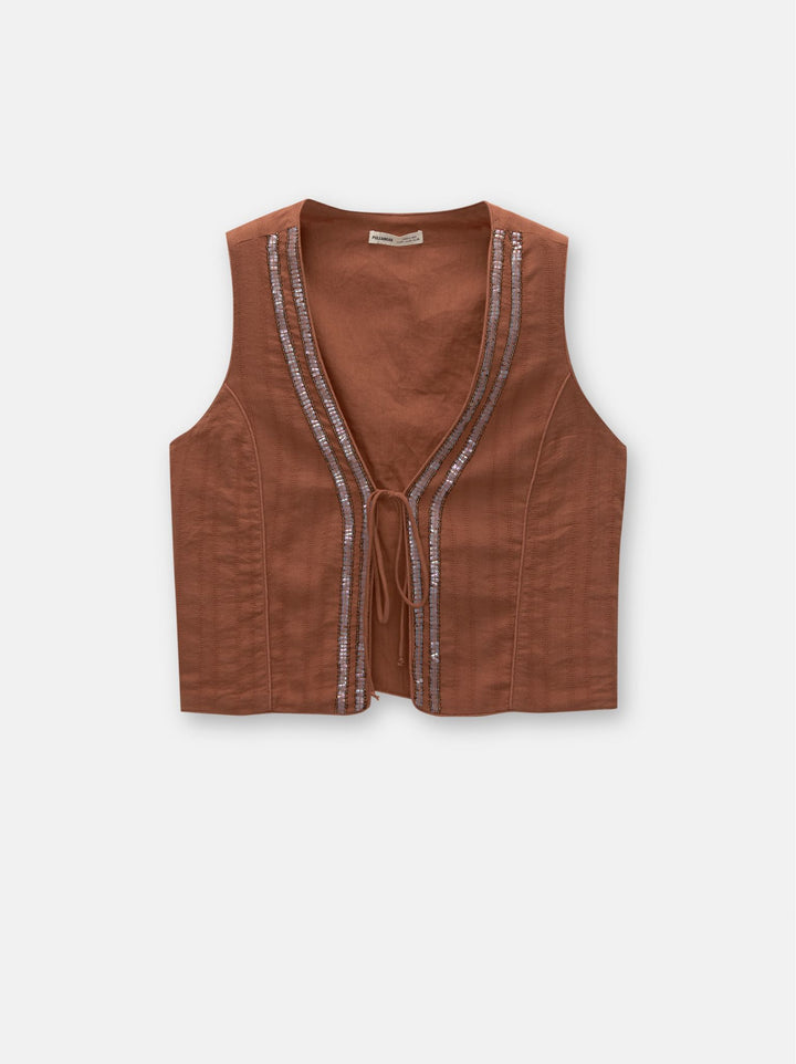 Moudda PULL & BEAR - Gilet Lacet Détail Nacre - Tunisie 1