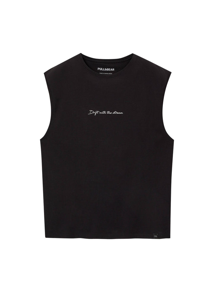 Moudda PULL & BEAR - T-Shirt Bretelles Larges Texte Poitrine - Tunisie 2