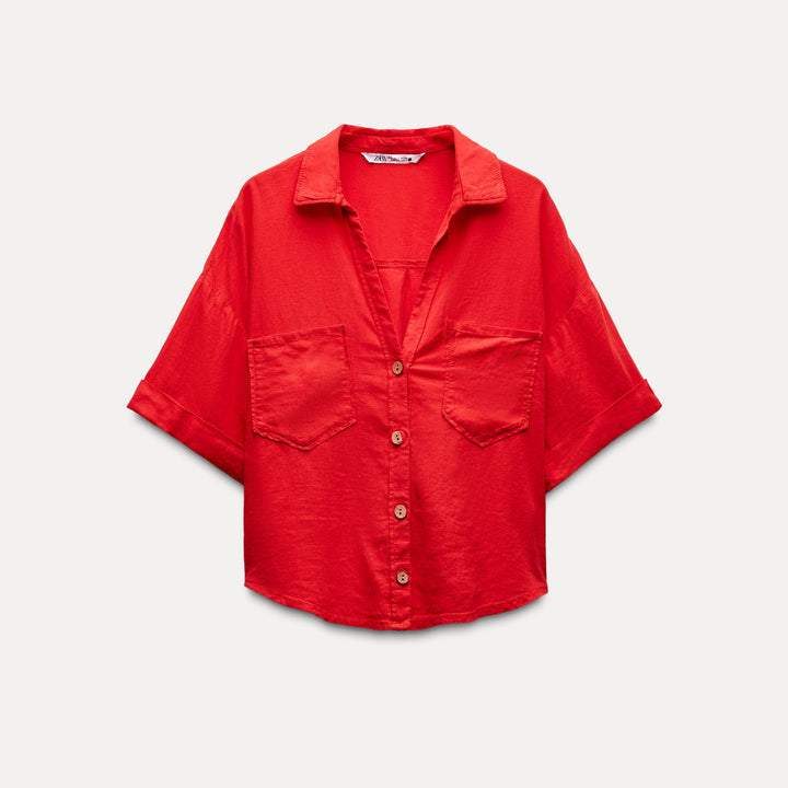 Moudda ZARA - Chemise Courte Lin Viscose Décolleté Prononcé - Tunisie 1