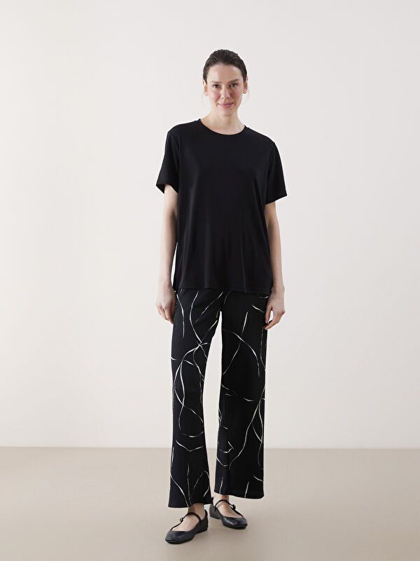 Moudda LC Waikiki - Pantalon jersey Femme Imprimé en noir - Tunisie 1
