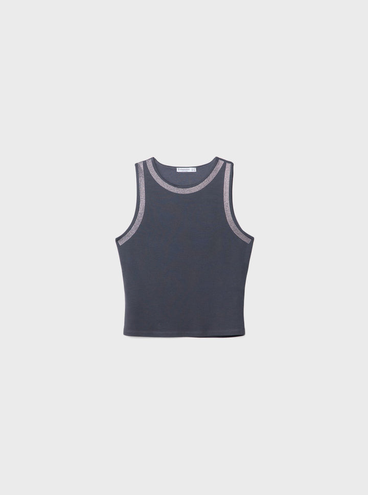 Moudda STRADIVARIUS - T-Shirt Regular S/M Col Rond avec Détails Brillants - Tunisie 3