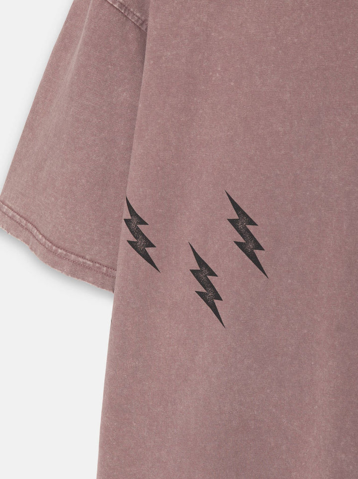 Moudda PULL & BEAR - T-Shirt Demi-Manches Lavé Violet Kaotic Grunge - Tunisie 8