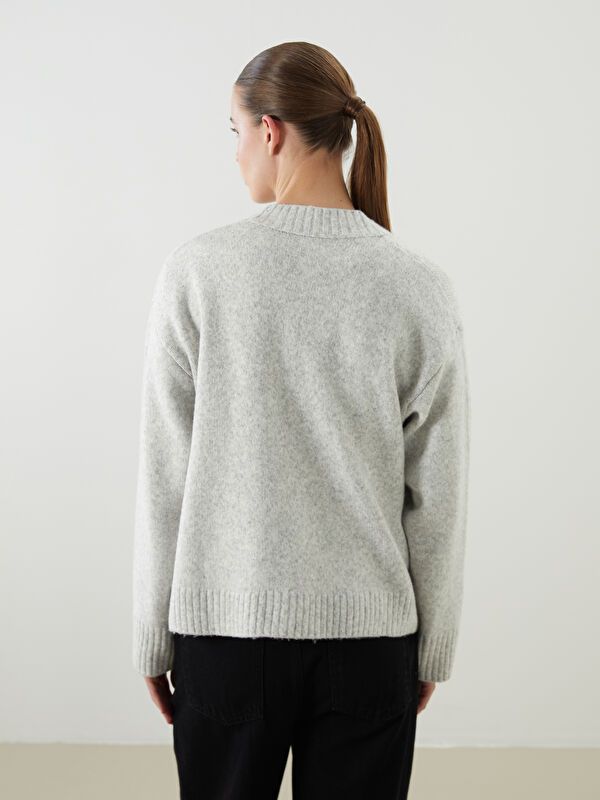 Moudda LC Waikiki - Cardigan tricot épais Femme Gris clair - Tunisie 4