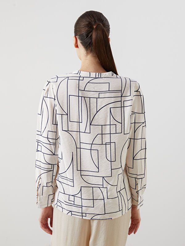 Moudda LC Waikiki - Blouse tissée imprimée manches longues Femme Imprimé marine - Tunisie 4