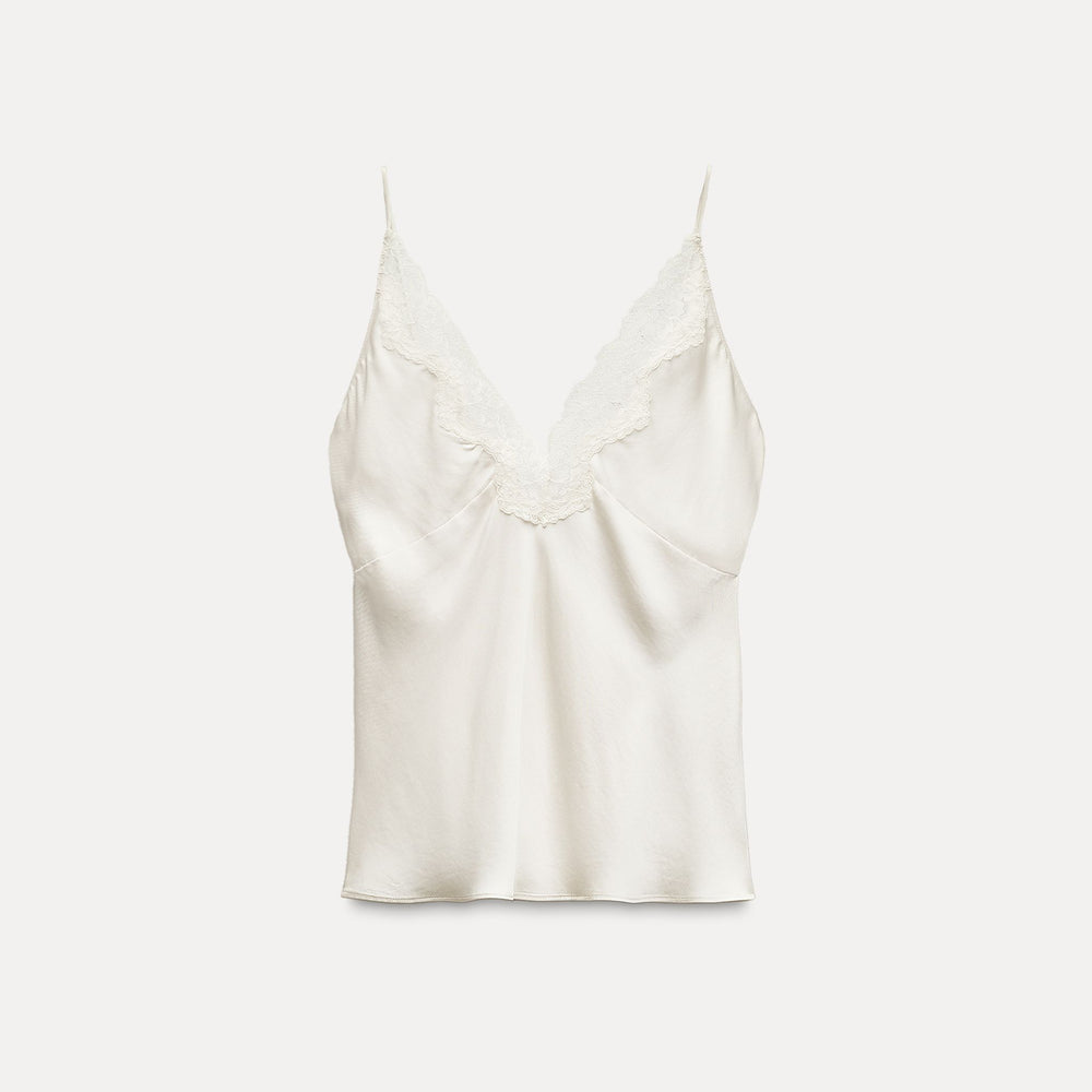 Moudda ZARA - Top bretelle satin col en V avec dentelle - Tunisie 2