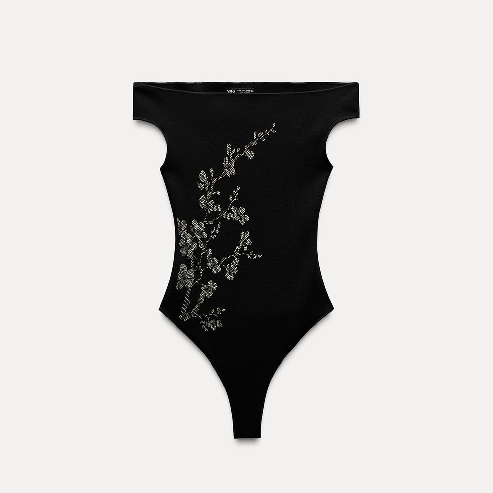 Moudda ZARA - Body en Maille Stretch Fleur Strass - Tunisie 2