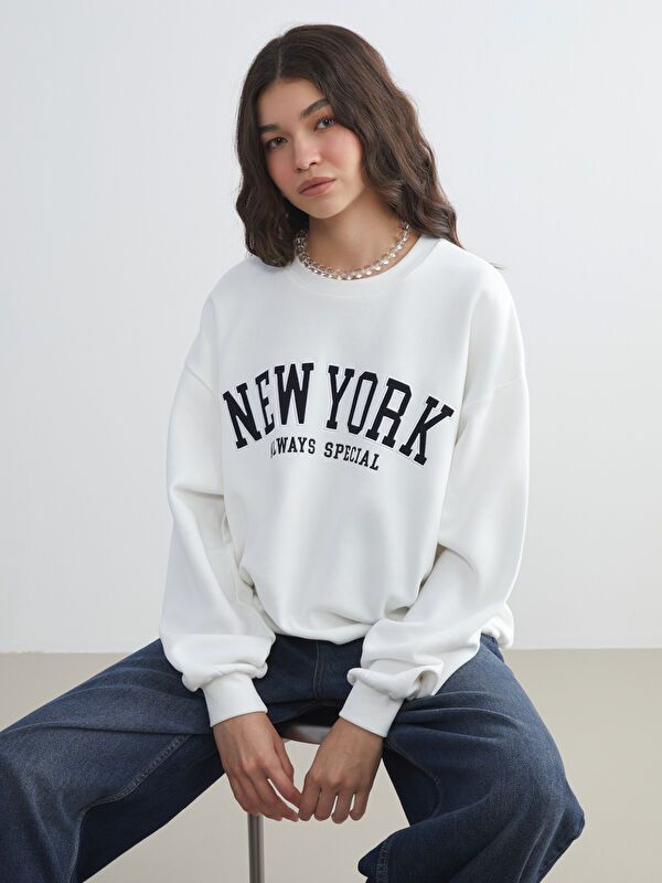Moudda LC Waikiki - Sweatshirt en jersey Femme Ecru - Tunisie 1